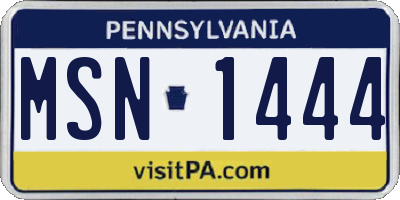 PA license plate MSN1444