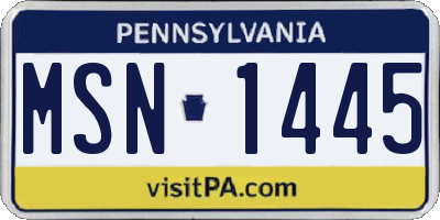 PA license plate MSN1445