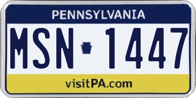 PA license plate MSN1447