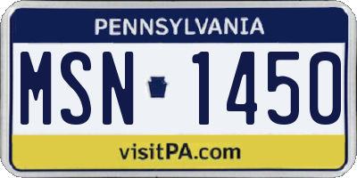 PA license plate MSN1450