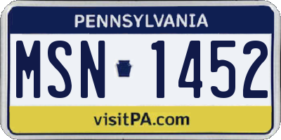 PA license plate MSN1452