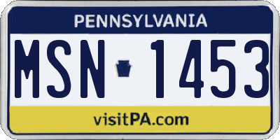 PA license plate MSN1453