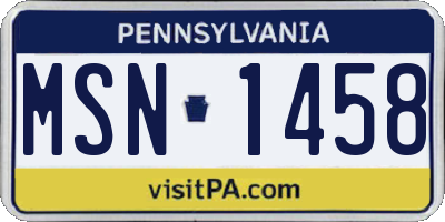 PA license plate MSN1458