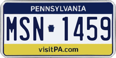 PA license plate MSN1459