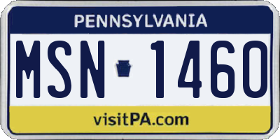 PA license plate MSN1460
