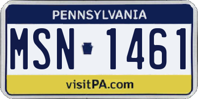 PA license plate MSN1461