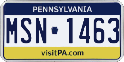 PA license plate MSN1463
