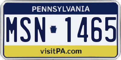 PA license plate MSN1465