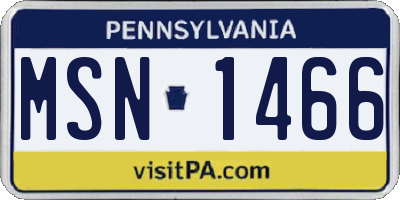PA license plate MSN1466