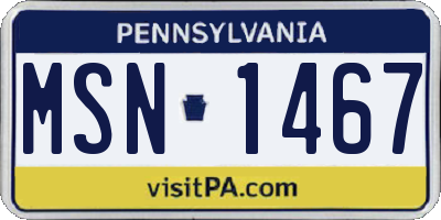 PA license plate MSN1467