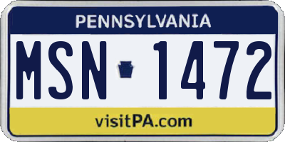PA license plate MSN1472