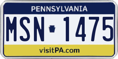 PA license plate MSN1475