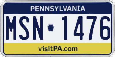 PA license plate MSN1476
