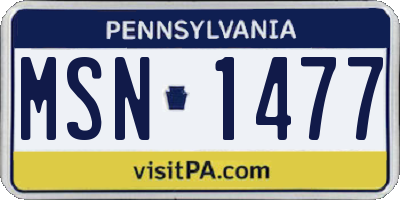 PA license plate MSN1477