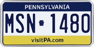PA license plate MSN1480
