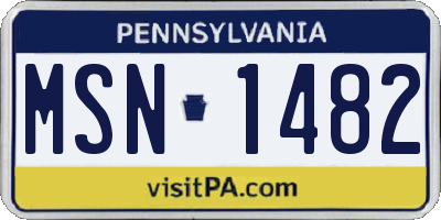 PA license plate MSN1482