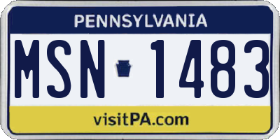 PA license plate MSN1483