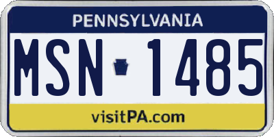 PA license plate MSN1485