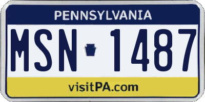 PA license plate MSN1487