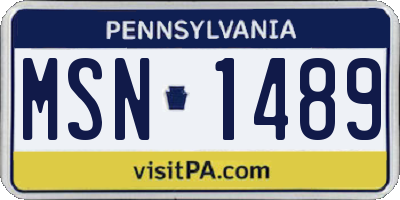 PA license plate MSN1489