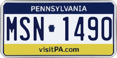PA license plate MSN1490