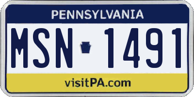 PA license plate MSN1491