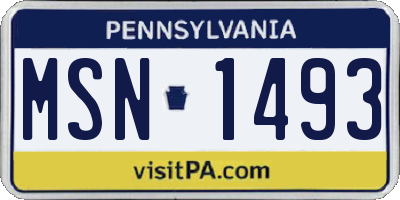 PA license plate MSN1493