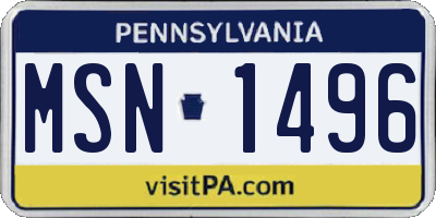 PA license plate MSN1496