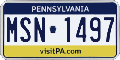 PA license plate MSN1497