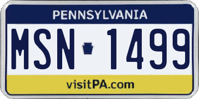 PA license plate MSN1499