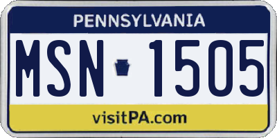 PA license plate MSN1505