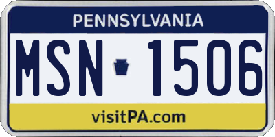 PA license plate MSN1506