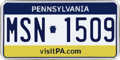 PA license plate MSN1509