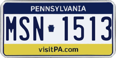 PA license plate MSN1513