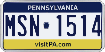 PA license plate MSN1514