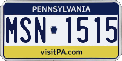 PA license plate MSN1515