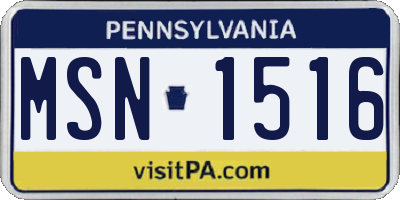PA license plate MSN1516