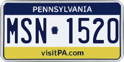 PA license plate MSN1520