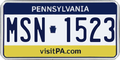 PA license plate MSN1523