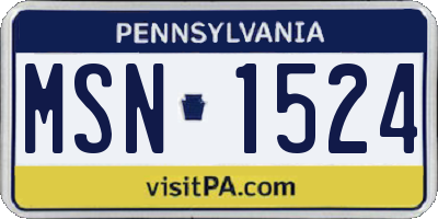 PA license plate MSN1524