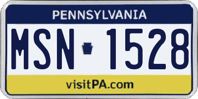 PA license plate MSN1528