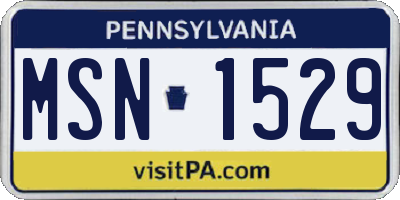 PA license plate MSN1529