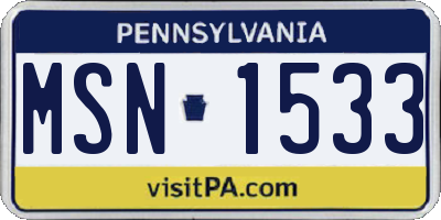 PA license plate MSN1533