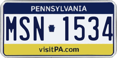 PA license plate MSN1534