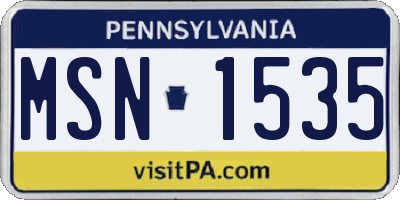 PA license plate MSN1535