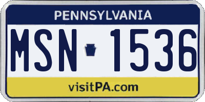 PA license plate MSN1536