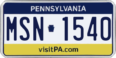 PA license plate MSN1540