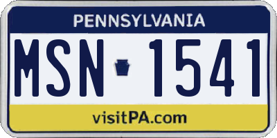 PA license plate MSN1541