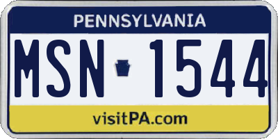PA license plate MSN1544