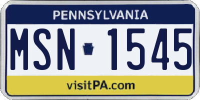 PA license plate MSN1545